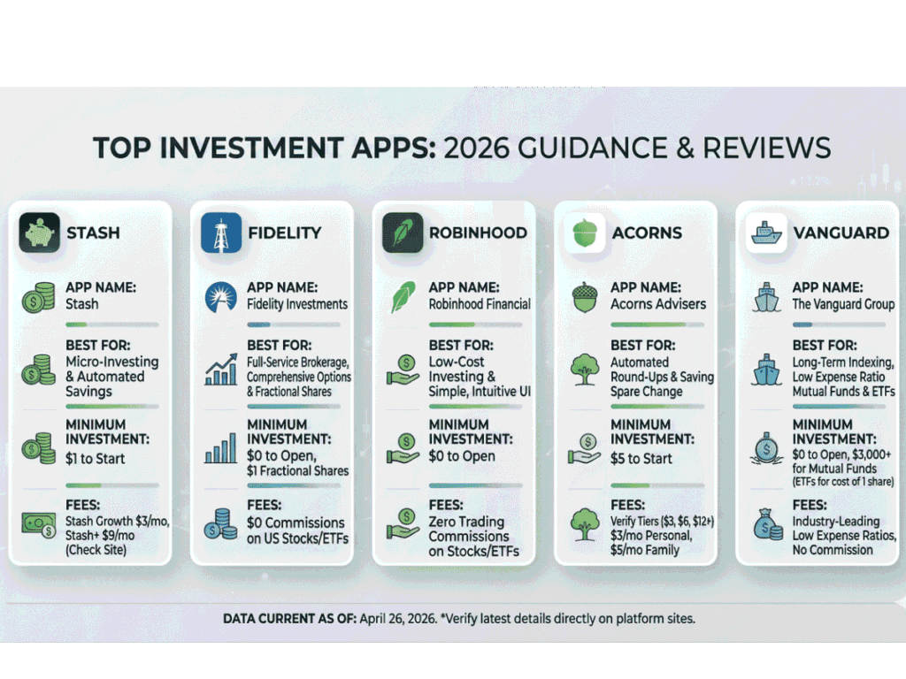 5 apps for beginner investing features and fees