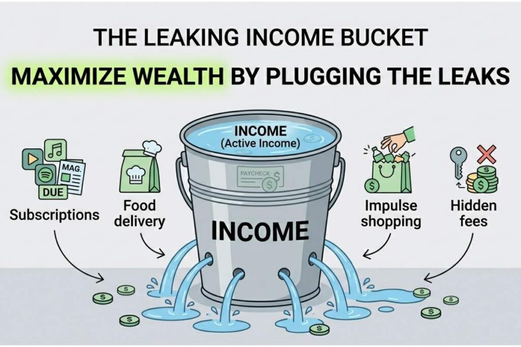 how to fix cash flow reduce expenses leaking bucket financial concept