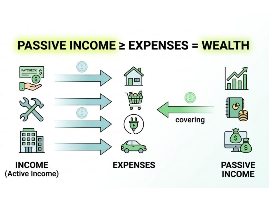 what is wealth passive income covering expenses simple diagram
