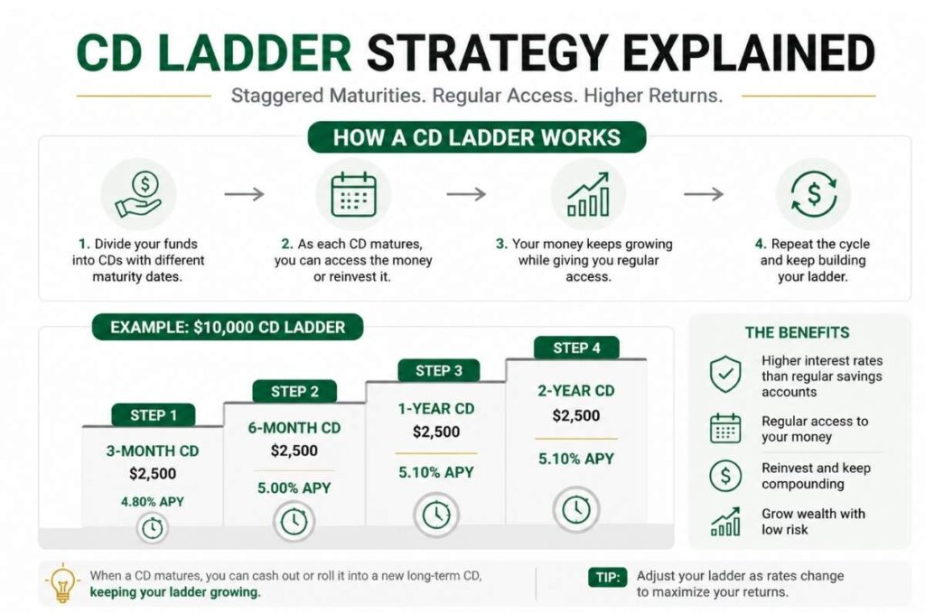 cd ladder investment strategy with staggered maturity dates visualization