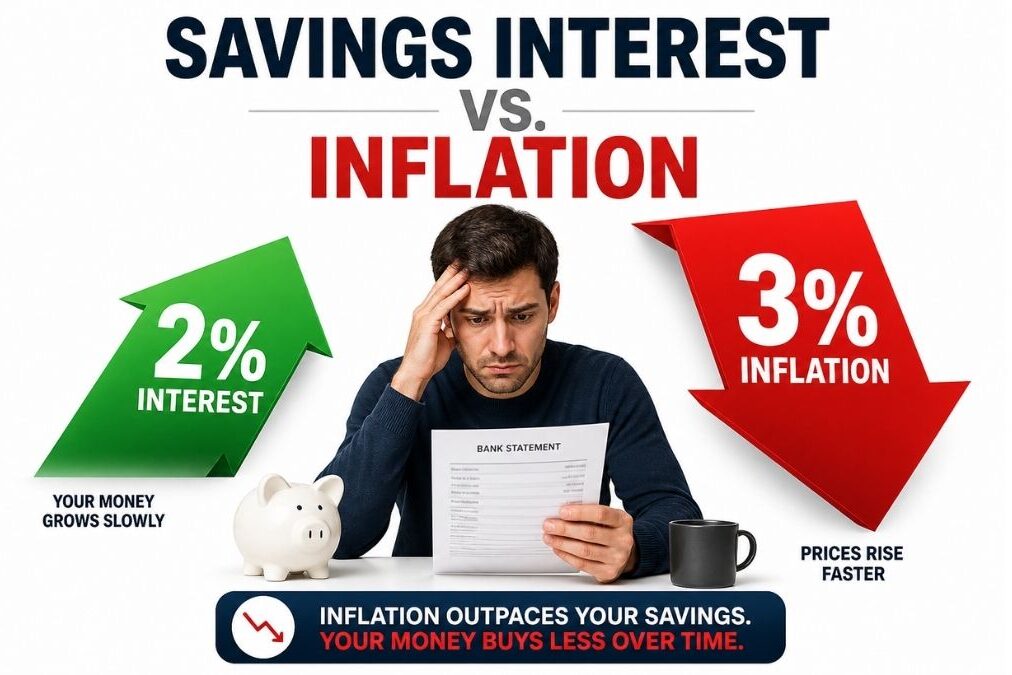 inflation higher than interest rate savings losing money example 2 percent vs 3 percent