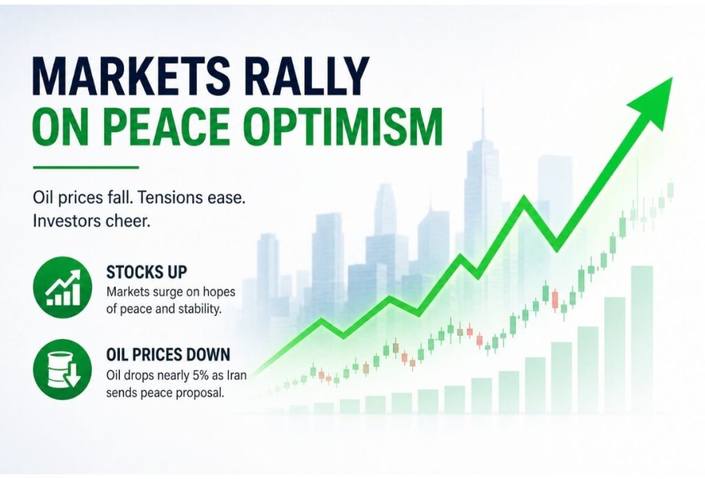 Stock market rising as oil prices fall and peace optimism increases